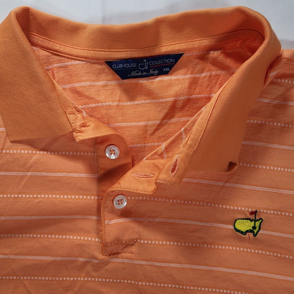 Masters Clubhouse Collection Men's XXL Orange Striped Short Sleeve Polo‎
